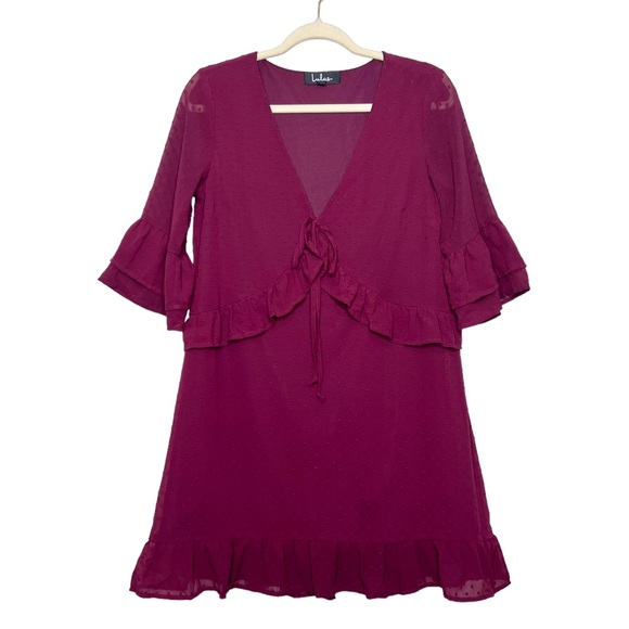 LULU’S Favorite Daydream Swiss Dot Babydoll Mini Dress. Size Small - Picture 4 of 12